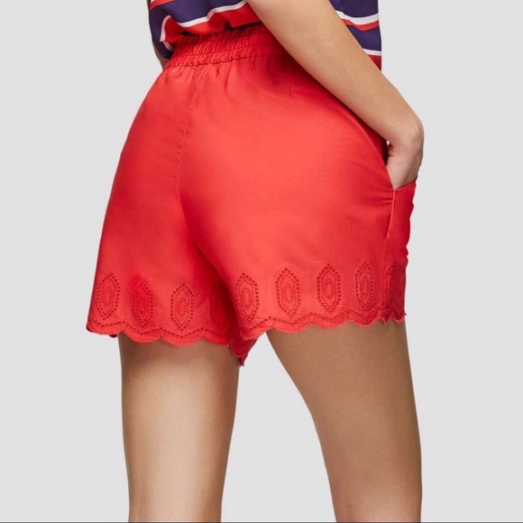 NWOT Joe Fresh Bright Red Scalloped Eyelet Shorts - Picture 3 of 6